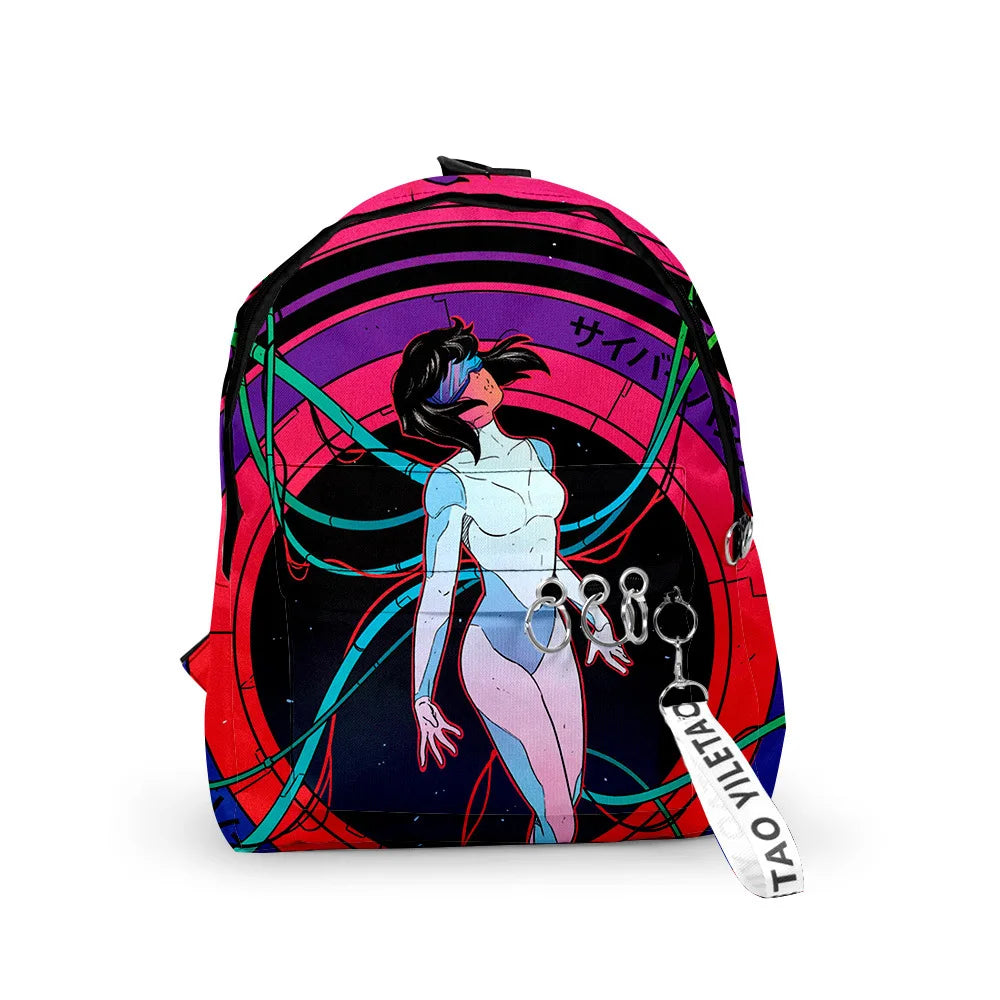 Cartoon Popular ghost in the shell School Bag Cute Small Travel Bags 3D Print Oxford Waterproof Key Chain Notebook Backpacks