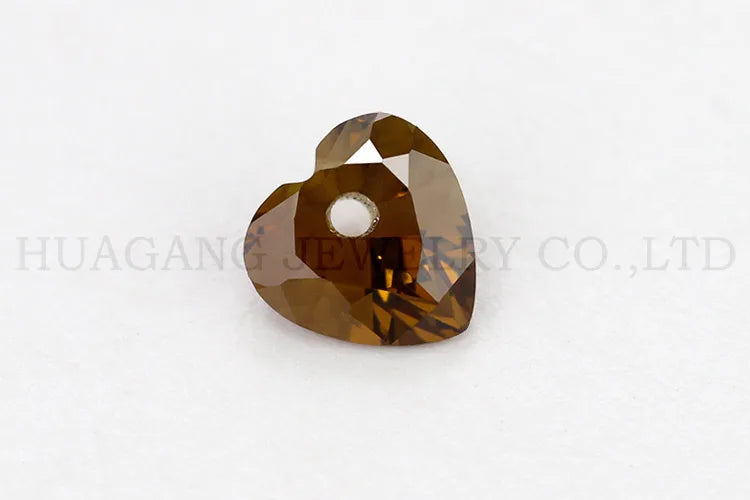 5A Single Hole Heart Shape Cubic Zirconia Stone sapphire Tanzanite aquamarine Green Loose CZ Stones Synthetic Gems Beads