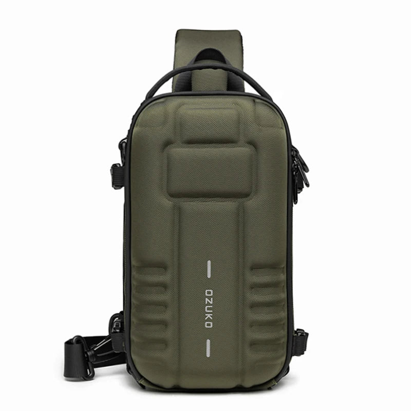 OZUKO Hard Shell Fashion Men Chest Bag Outdoor Sports Tactical Male Sling Shoulder Bag Large Capacity Waterproof Crossbody Bags