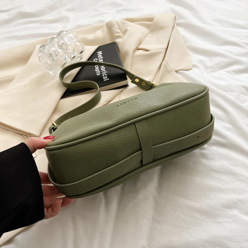 LEFTSIDE Shoulder Side Bags For Women Leather Female New 2025 Spring Trend Fashion Saddle Bag Green Handbags And Purses