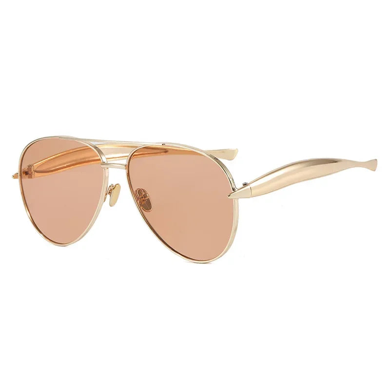 New y2k Vintage Metal Pilot Sunglasses Women For Men Sun Glasses Punk Popular Outdoor Driving Luxury Brand Designer Shades UV400