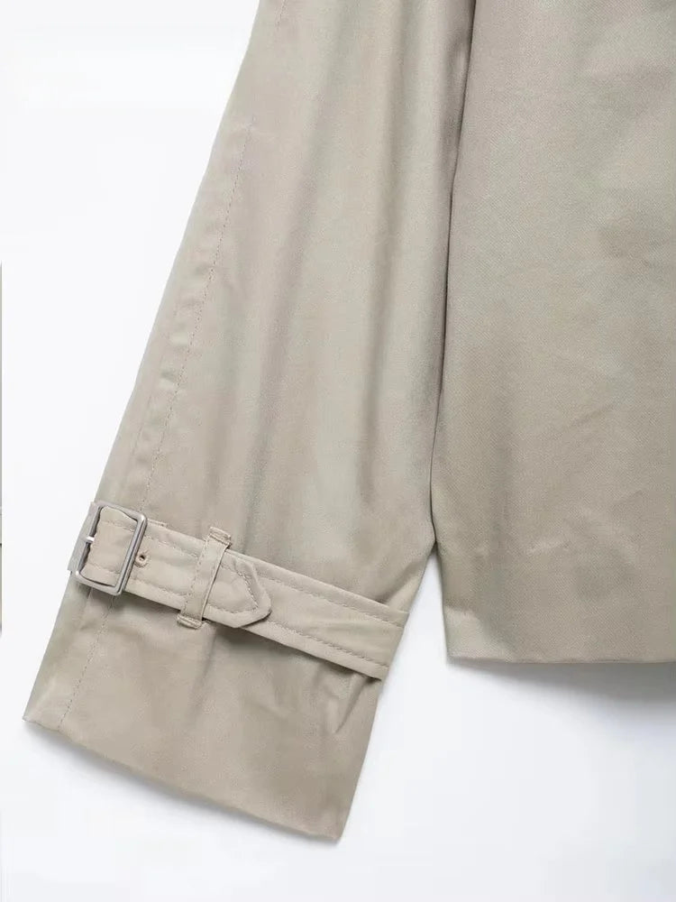 Streetwear Cropped Jacket Women 2024 Autumn Double-Breasted Jackets for Women Long Sleeve Coat Woman Casual New Outerwear