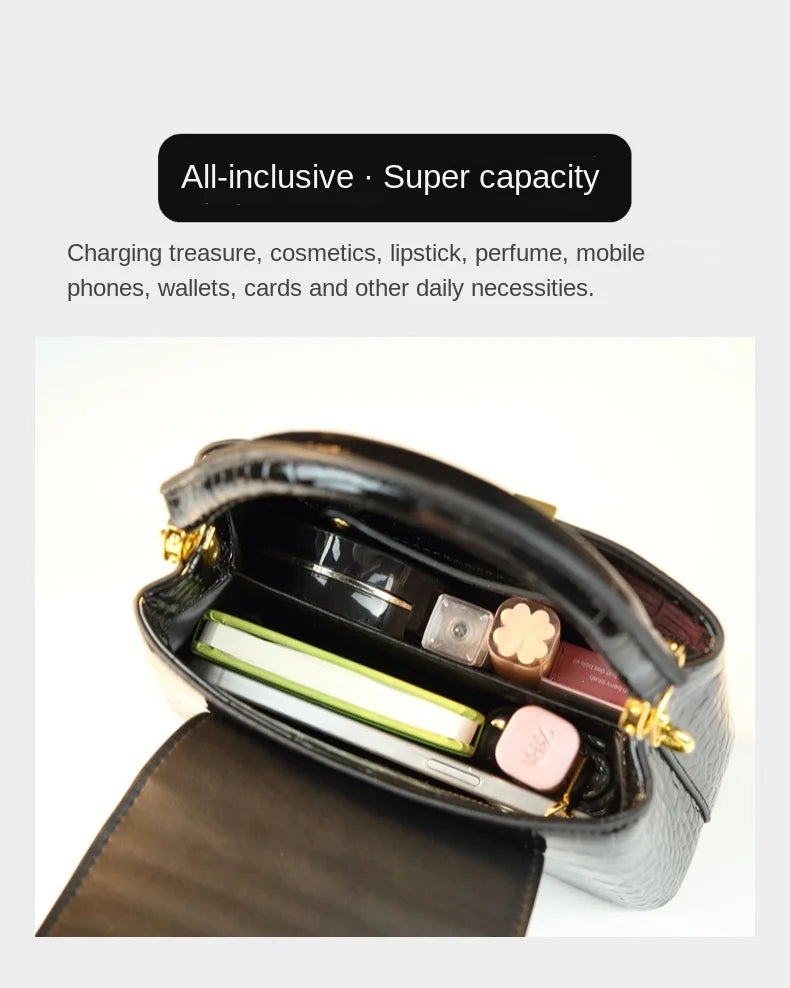 2025 New Crocodile Pattern Leather Women Handbags Luxury Fashion Small Shoulder Messenger Bag Portable Crossbody Shell Bags
