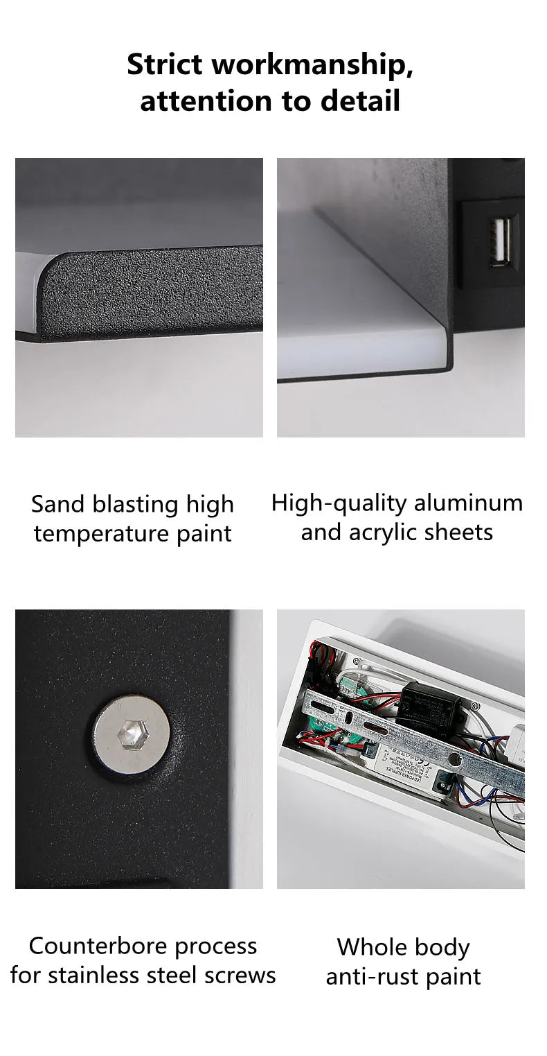 Wireless Charging Wall Lamp Bedroom Bedside USB Wall Light Rotatable Reading Lamp Study Room Switch Modern Multifunctional Hotel