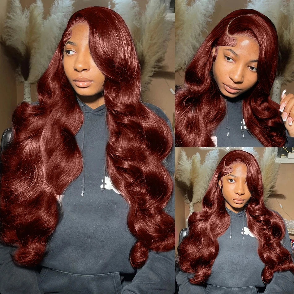 Reddish Brown 13x6 Lace Frontal Wig Brazilian Colored 13x4 Body Wave Human Hair Wigs Hd Transparent 4x4 5x5 Closure Wig 40 Inch