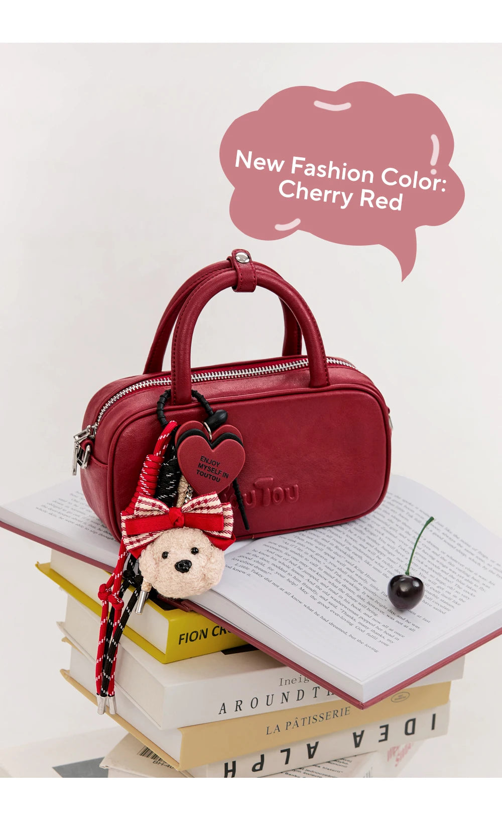 TOUTOU Boston Bowling Bag Imitation Plant Tanning Autumn Shoulder Handheld Crossbody Mini Purse for Women Teacher Christmas Gift