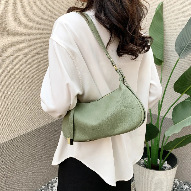 LEFTSIDE Shoulder Side Bags For Women Leather Female New 2025 Spring Trend Fashion Saddle Bag Green Handbags And Purses