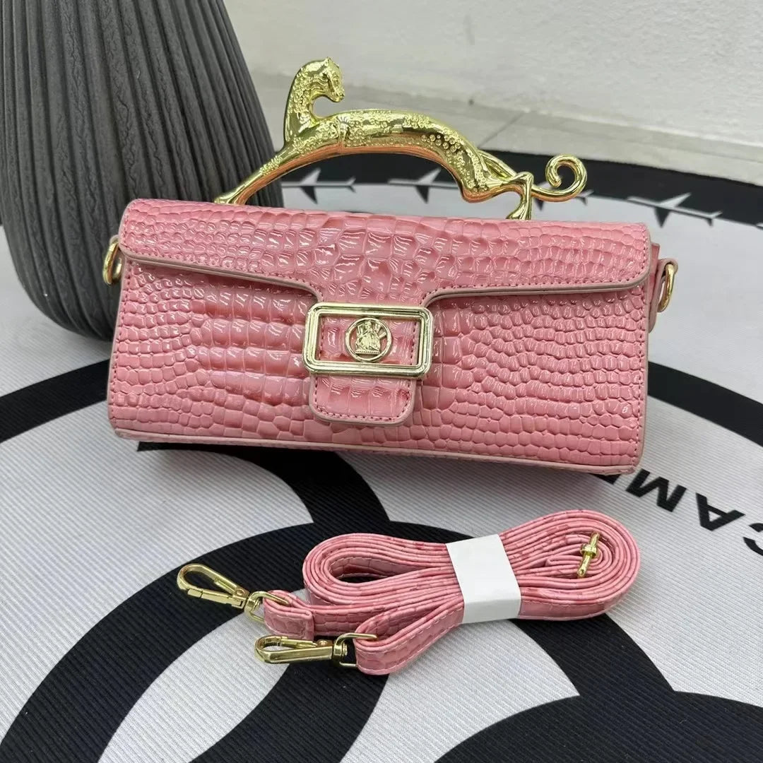 Women Luxury Brand Design Leather Shell Bag Ladies Metal Buckle Simple Fashion Shoulder Bag Party Commuting Oblique Bag