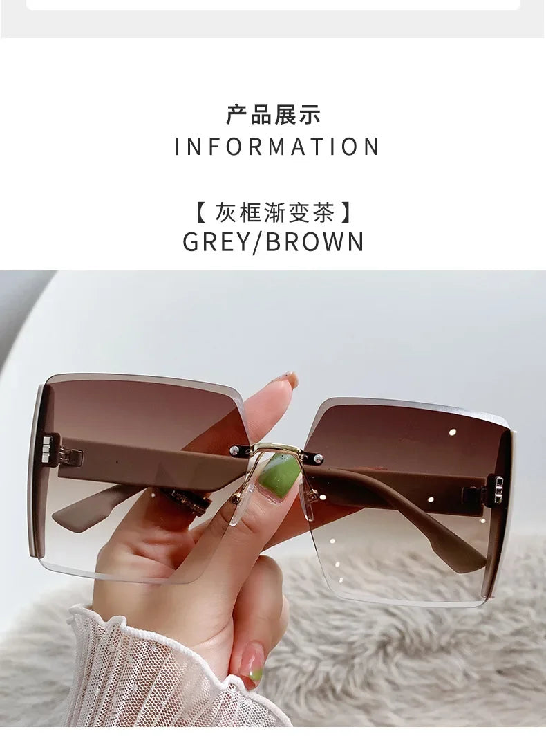 New Borderless Square Sunglasses Women's Brand Designer Fashion Sun Glasses Women Outdoor Driving Eyewear UV400 Oculos De Sol