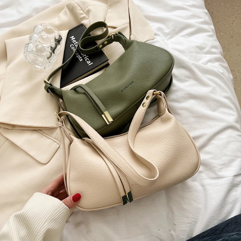 LEFTSIDE Shoulder Side Bags For Women Leather Female New 2025 Spring Trend Fashion Saddle Bag Green Handbags And Purses