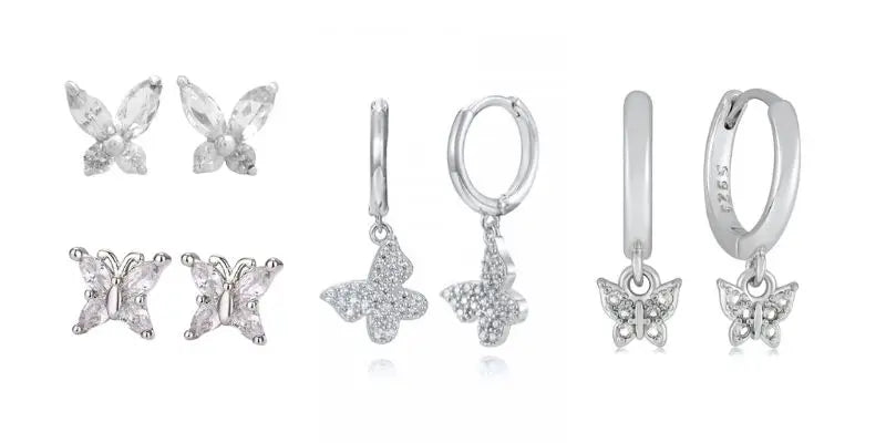 925 Sterling Silver Ear Needle Fashion Hoop Earrings White Crystal Luxury Women's Silver Earrings Wedding Women's Jewelry Gift