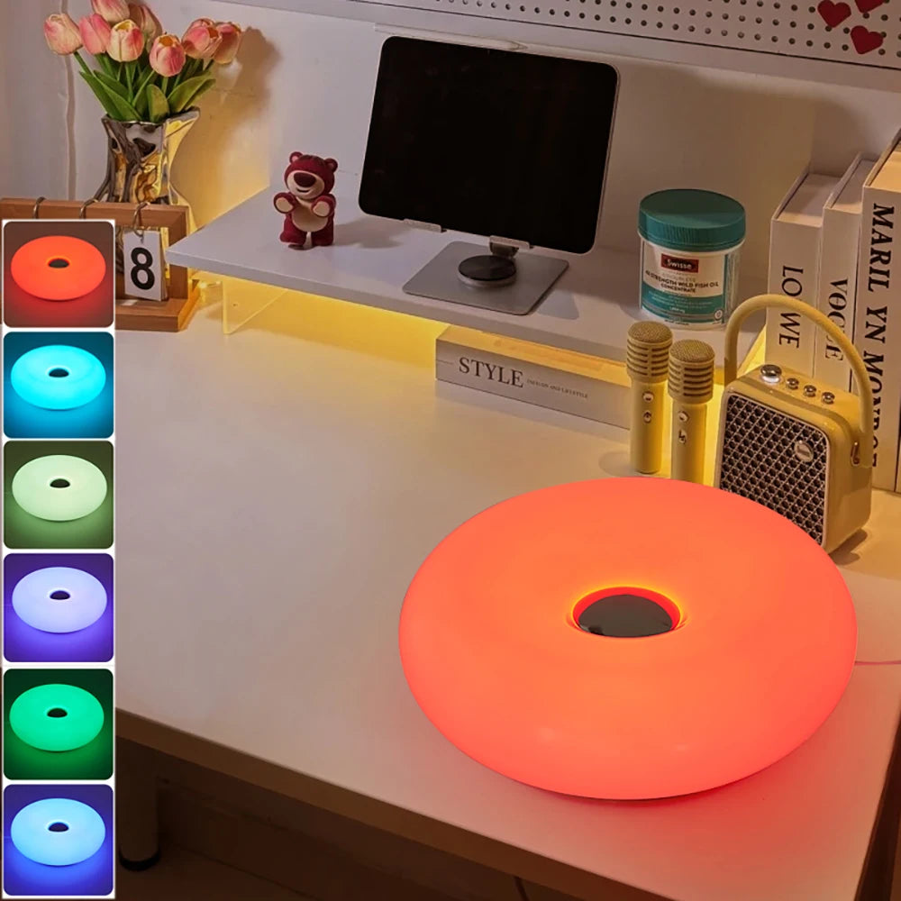 Bauhaus table lamp USB plug bedroom bedside lamp living room dining room decoration donut ambient light（Not glass）