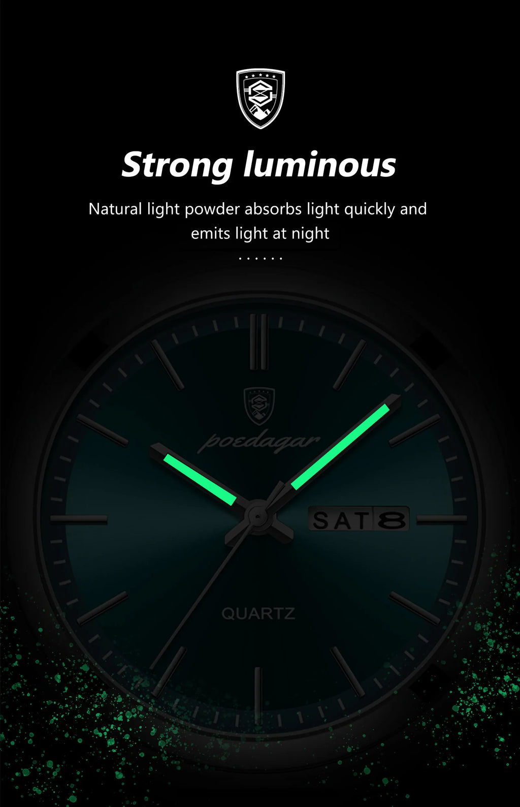 POEDAGAR Luxury Men's Watches Waterproof Luminous Date Week Men Watch Stainless Steel Casual Fashion Quartz Man Wristwatch Reloj