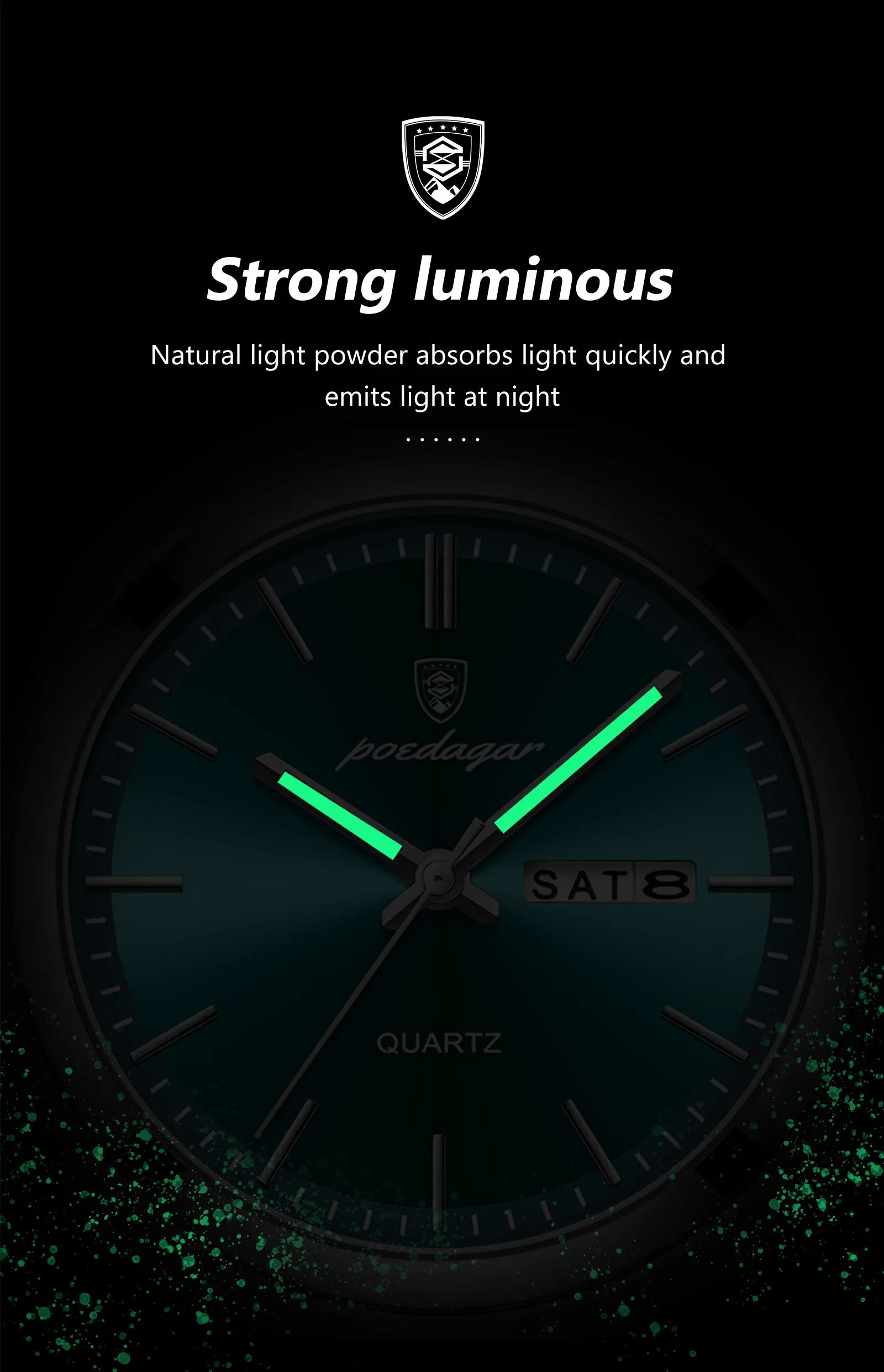 POEDAGAR Luxury Men's Watches Waterproof Luminous Date Week Men Watch Stainless Steel Casual Fashion Quartz Man Wristwatch Reloj