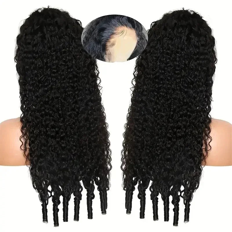 250% Glueless Wigs Human Hair Burmese Curly Headband Wig Upgrade 3 IN 1 Half Wig With Drawstring Seamless Clip Ins Flip Over