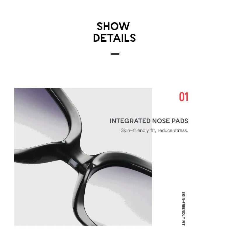 Polarized women's sunglasses oversized fashionable sunglasses UV400 protection fashionable and simple sports 100% UV protection