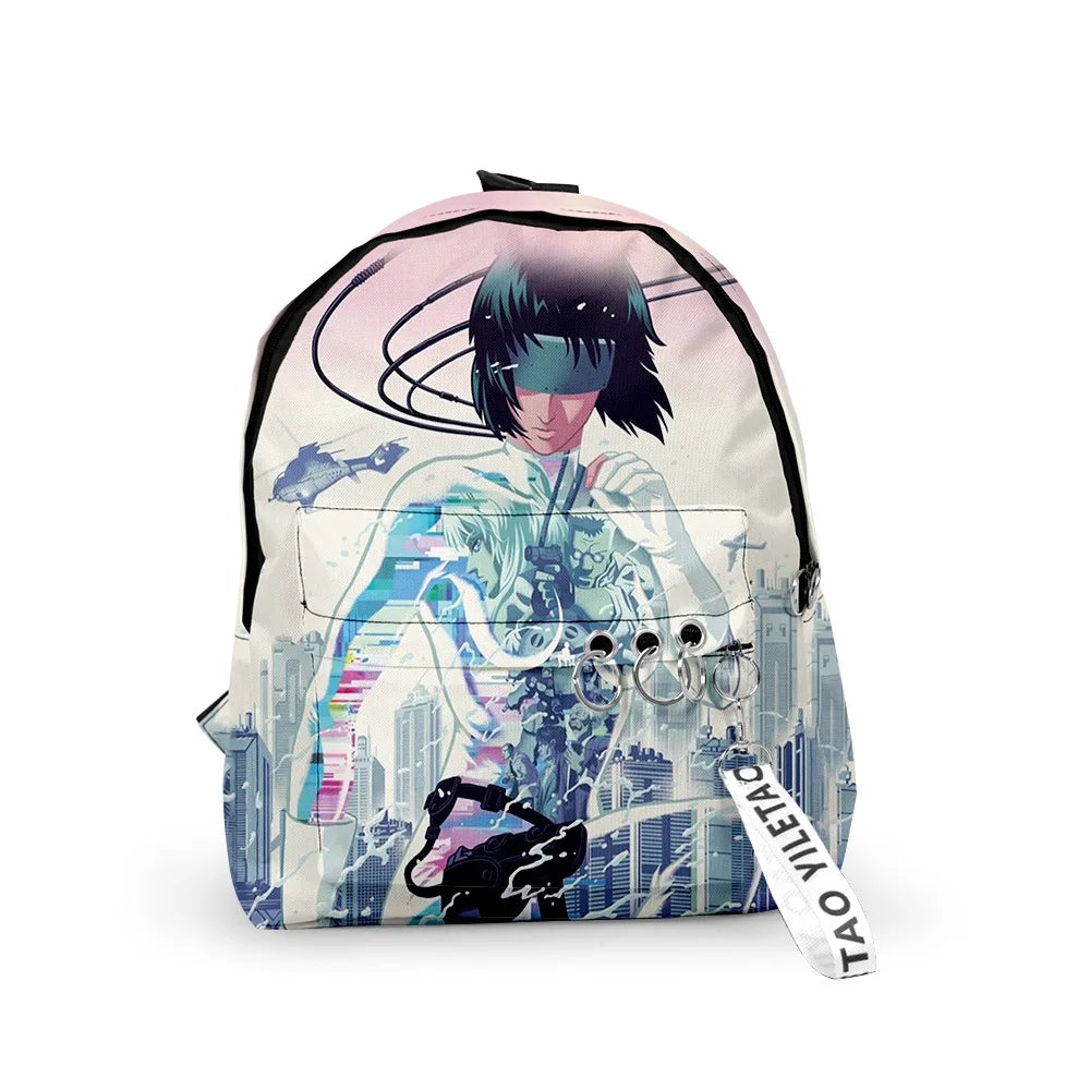 Cartoon Popular ghost in the shell School Bag Cute Small Travel Bags 3D Print Oxford Waterproof Key Chain Notebook Backpacks