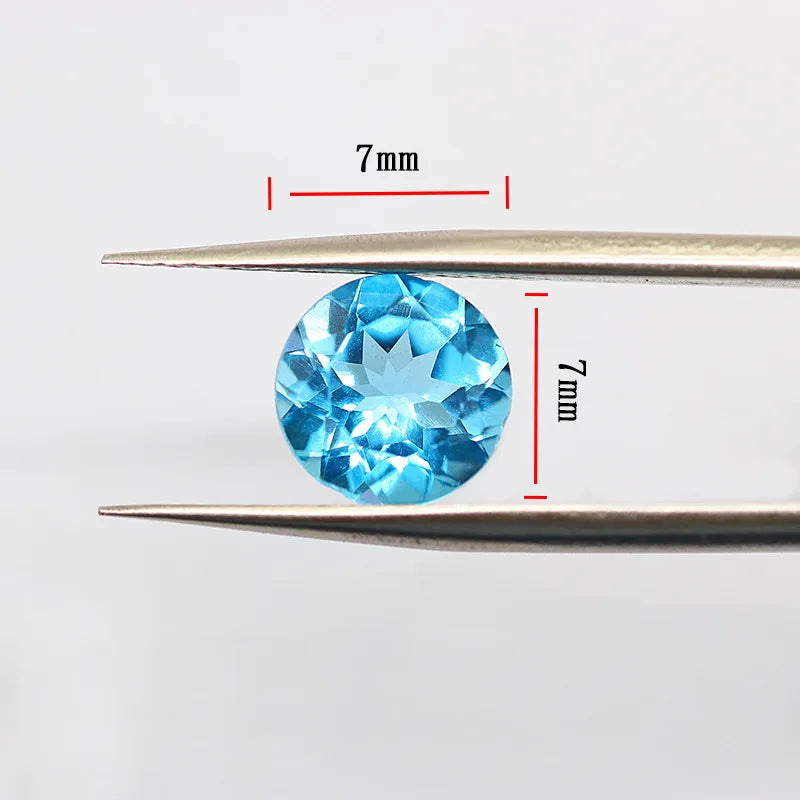 Factory Wholesale 100% Real Natural Circular Sky Blue Topaz Gemstone Loose Gems Diy Material for Jewelry