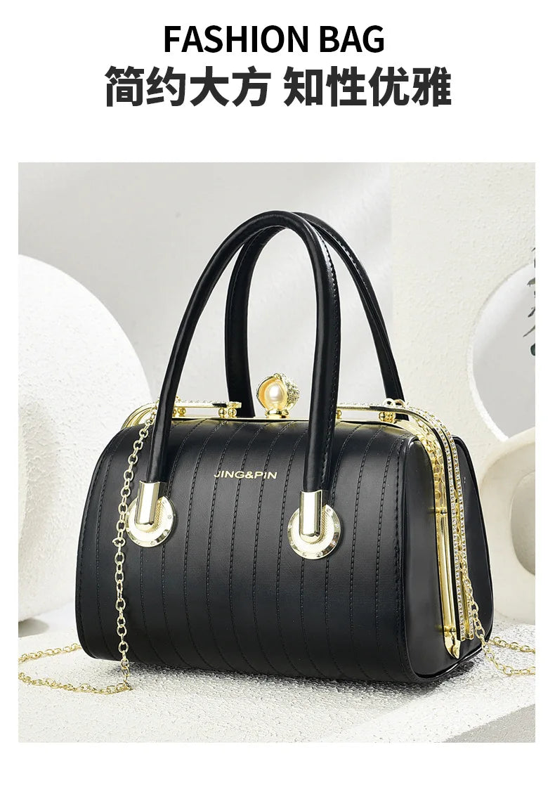 Retro Pu Leather Women's Handbag Fashion Girls Crossbody Shoulder Bag High-quality Exquisite Women's Boston Pillow Bag