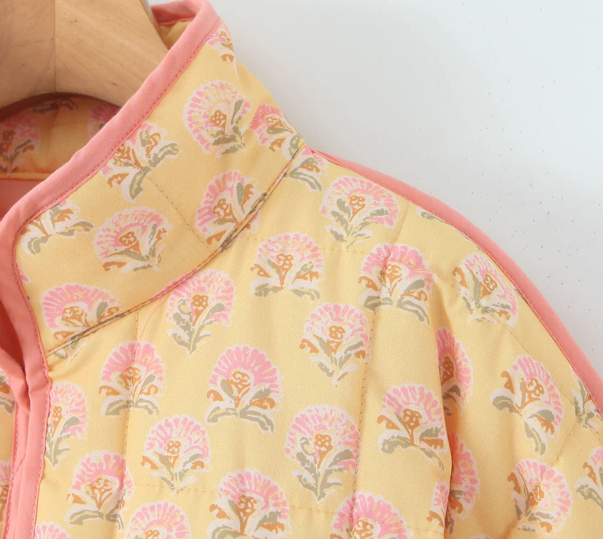 Print Quilted Cotton Jacket Women Fashion Long Sleeved High Neck Coats Female Single Breasted Loose Coat Autumn New Outerwear