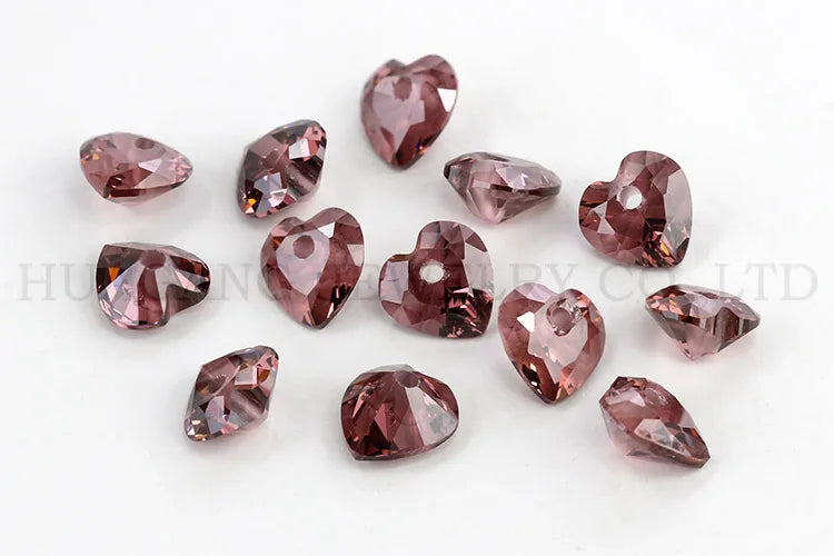 5A Single Hole Heart Shape Cubic Zirconia Stone sapphire Tanzanite aquamarine Green Loose CZ Stones Synthetic Gems Beads