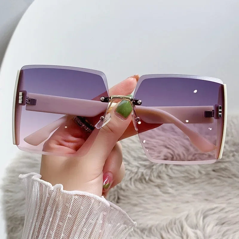 New Borderless Square Sunglasses Women's Brand Designer Fashion Sun Glasses Women Outdoor Driving Eyewear UV400 Oculos De Sol