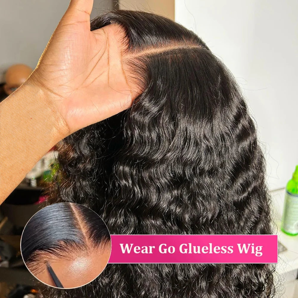 Water Wave Glueless Wig Human Hair Curly 13x6 HD Frontal Wig 250% Deep Wave Lace Front Wigs Wear Go 7x5 HD Lace Closure Wig Sale