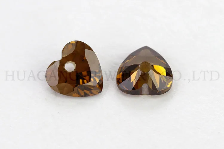 5A Single Hole Heart Shape Cubic Zirconia Stone sapphire Tanzanite aquamarine Green Loose CZ Stones Synthetic Gems Beads