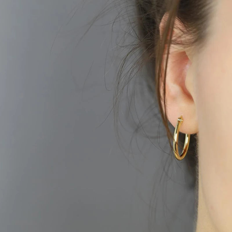 925 Sterling Silver 6mm 8mm 10mm Classic Round Gold Huggie Hoop Earrings for Women Men Tiny Huggie Rock Earrings Jewelry Gifts