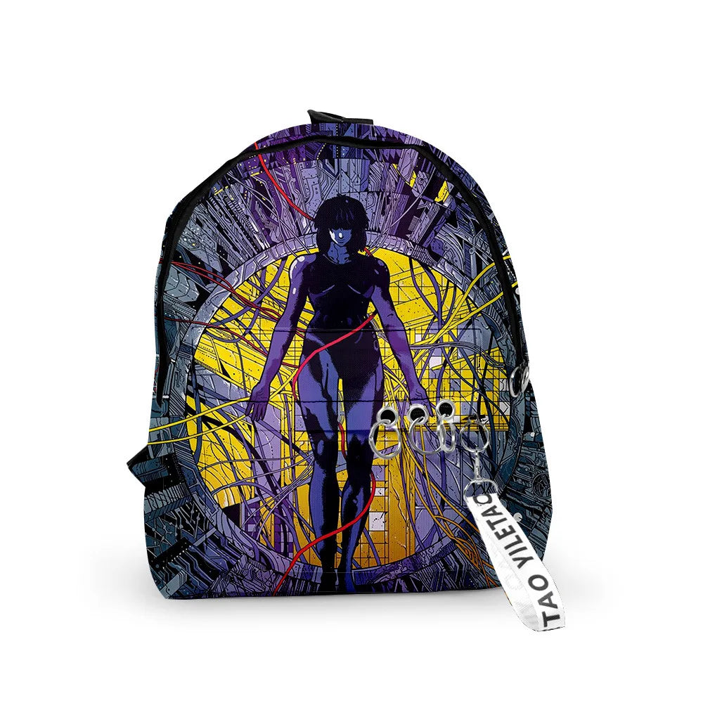 Cartoon Popular ghost in the shell School Bag Cute Small Travel Bags 3D Print Oxford Waterproof Key Chain Notebook Backpacks