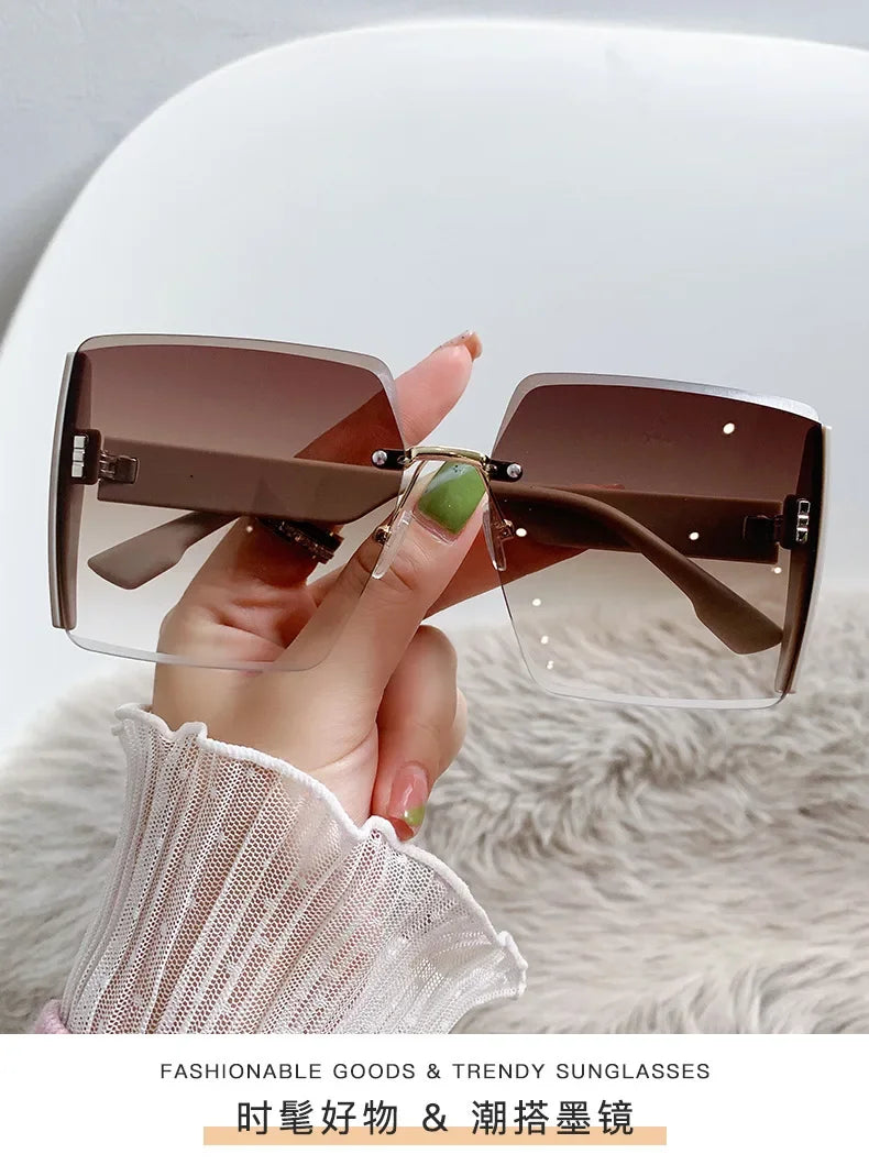 New Borderless Square Sunglasses Women's Brand Designer Fashion Sun Glasses Women Outdoor Driving Eyewear UV400 Oculos De Sol