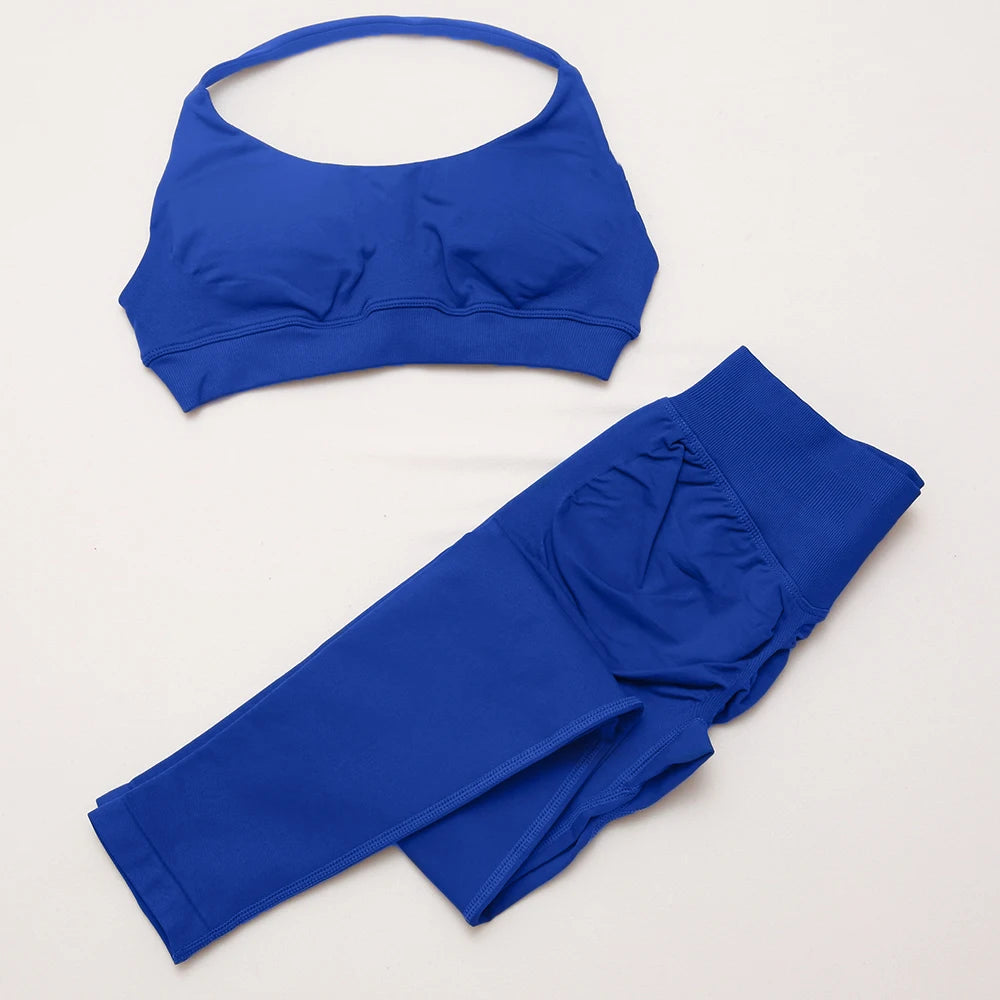 DF yoga Impact yoga outfit two pieces gym set Sports Bra matching leggings pants sets for woman workout clothes suit