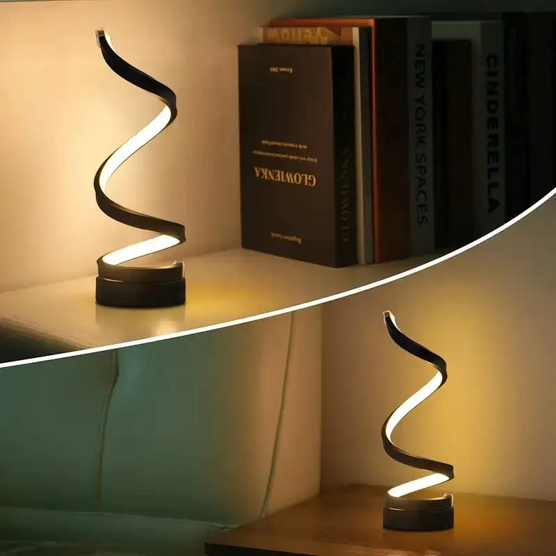 EISSLOLY Bedroom Bedside Table Lamp, Dimmable, Small Spiral Decorative Lamp for Home Office, Modern Nightstand Lamp.